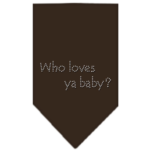 Who Loves Ya Baby Rhinestone Bandana Cocoa Large